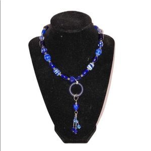 Short Beaded Blue Choker Hearts Stars